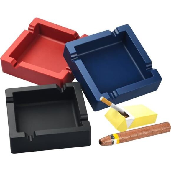 Cigar Ashtray Big Ashtrays for Cigarettes Patio Outdoors Large Black 4 Dual-use - Picture 6 of 7